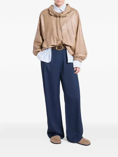 Twp Drawstring Hooded Swaeter In Brown