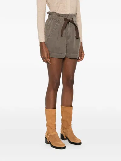Isabel Marant Étoile Nirma Drawstring Pleated Shorts In Brown