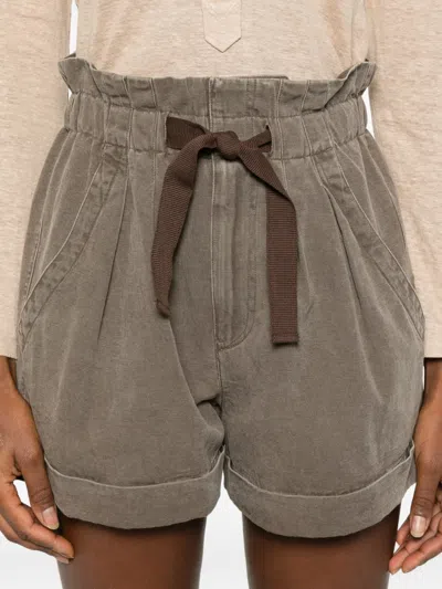 Isabel Marant Étoile Nirma Drawstring Pleated Shorts In Brown