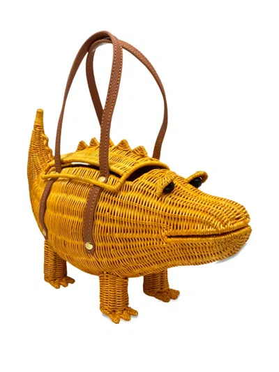 Serpui Crocodile Handle Satchel In Yellow