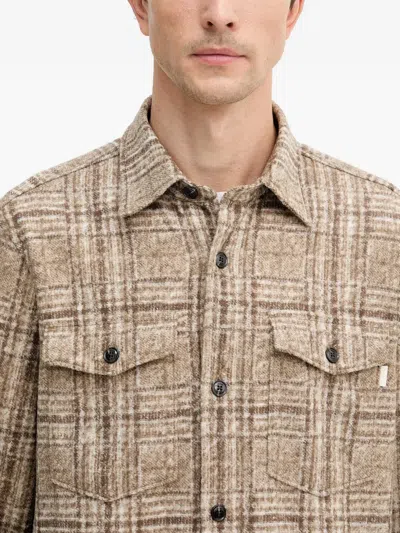Joop Button-up Check-pattern Shirt Jacket In Neutral