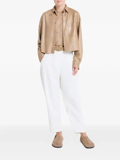 Twp Pocket Collared Jacket In Brown