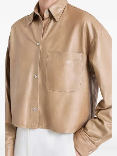 Twp Pocket Collared Jacket In Brown