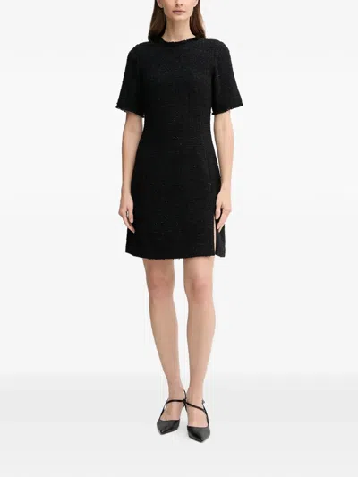 Joop Dari Frayed-trim Short-sleeve Mini Dress In Black
