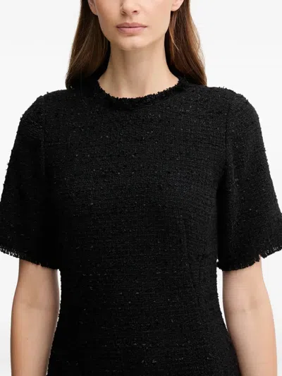 Joop Dari Frayed-trim Short-sleeve Mini Dress In Black