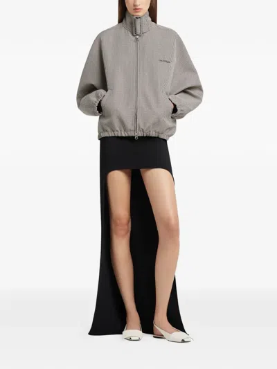 Courrèges Courreges Buckle Houndstooth Bomber Jacket Women In Gray