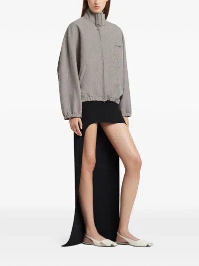 Courrèges Courreges Buckle Houndstooth Bomber Jacket Women In Gray