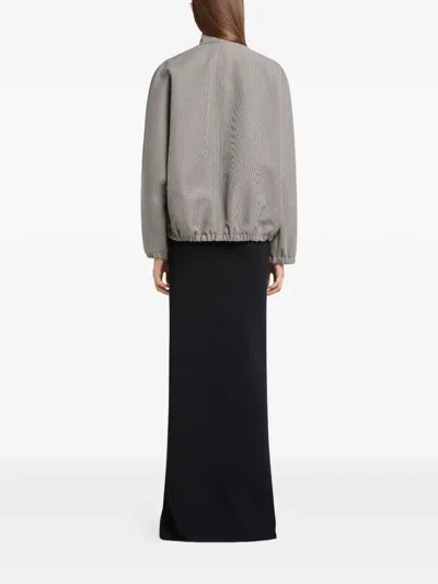 Courrèges Courreges Buckle Houndstooth Bomber Jacket Women In Gray
