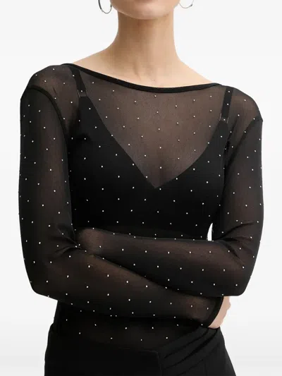 Never Fully Dressed Embellished Long-sleeved Top In Black
