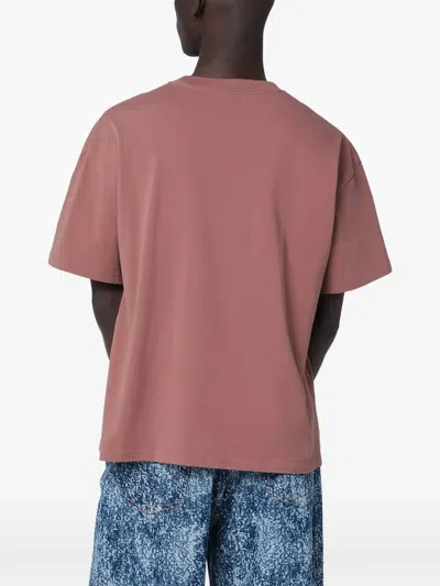 Brain Dead Walnut Vintage Effect T Shirt With Printed Logo In Brown