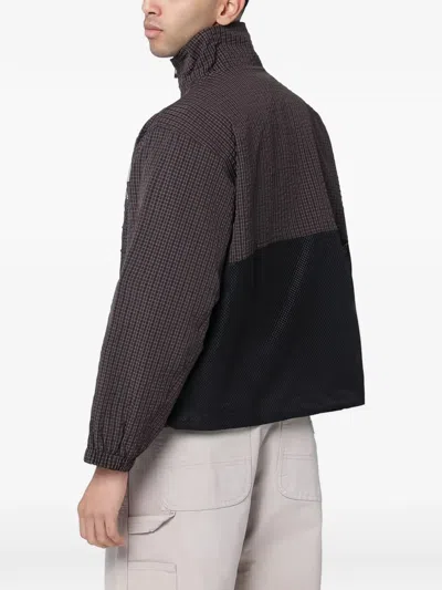 Brain Dead Brown Zip Jacket With Check Motif In Brown