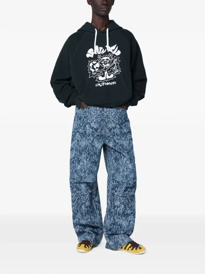 Brain Dead Graphic Print Hooded Sweatshirt And Pocket In Black