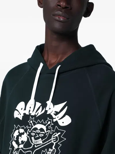 Brain Dead Graphic Print Hooded Sweatshirt And Pocket In Black