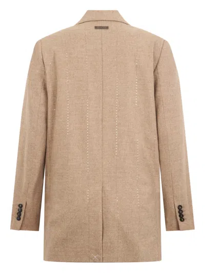 Peserico Double-breasted Button Blazer In Neutral