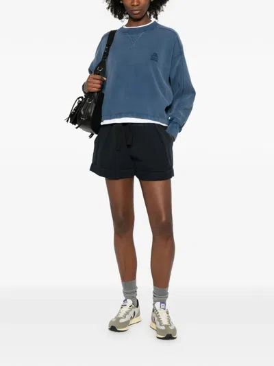 Isabel Marant Étoile Nirma Shorts Elastic Waist Pleats Pockets In Black