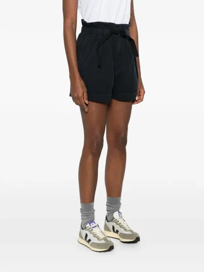 Isabel Marant Étoile Nirma Shorts Elastic Waist Pleats Pockets In Black