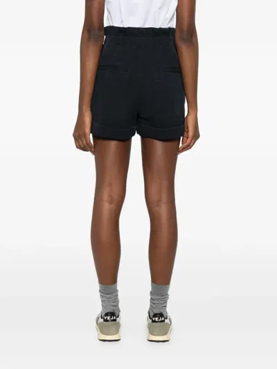 Isabel Marant Étoile Nirma Shorts Elastic Waist Pleats Pockets In Black
