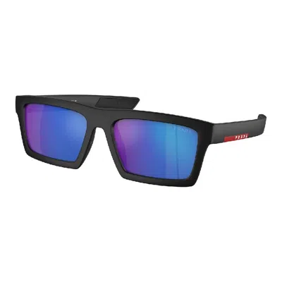Prada Sport 55mm Rectangular Sunglasses In Blue