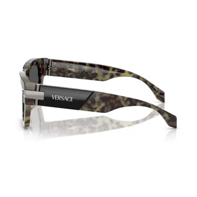 Versace 55mm Plaque Rectangular Sunglasses In Black