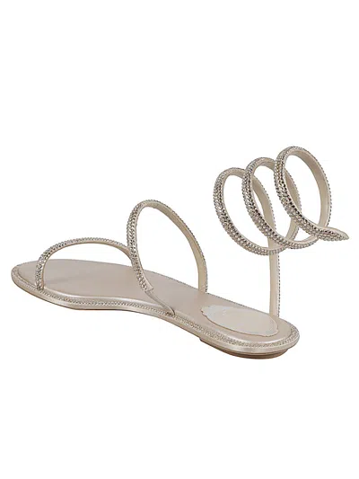 René Caovilla Cleo Flat Sandals In Silver