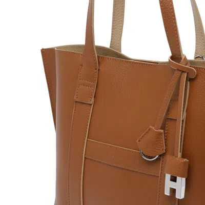 Hogan Script Shopping Bag Small In Brown