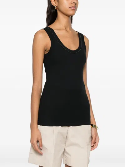 Brunello Cucinelli Cotton Tank Top In Black