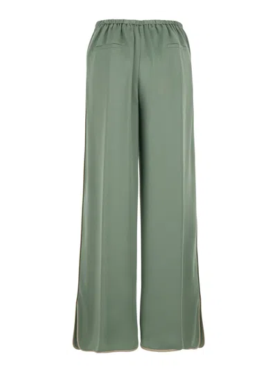 Forte Forte Green Pants With Rear Elastic Waist And Wide Leg In Viscose Blend Woman In Green