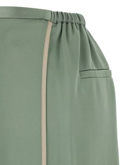 Forte Forte Green Pants With Rear Elastic Waist And Wide Leg In Viscose Blend Woman In Green