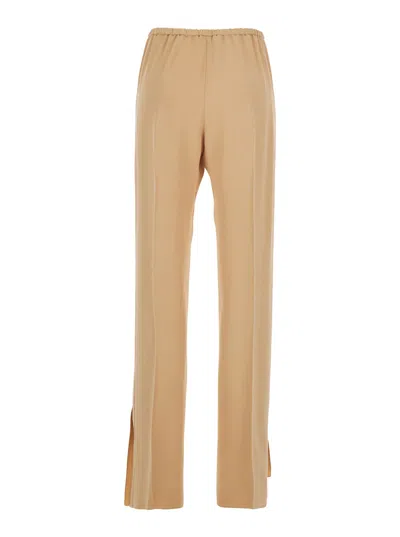 Forte Forte Beige Pants With Elastic Waist In Viscose Blend Woman In Brown