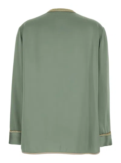 Forte Forte Green Jacket With Toggle Closure On The Front And Contrasting Trim In Viscose Blend Woman In Green