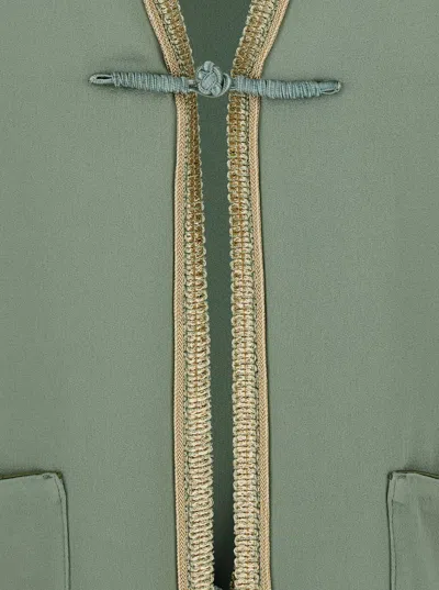 Forte Forte Green Jacket With Toggle Closure On The Front And Contrasting Trim In Viscose Blend Woman In Green