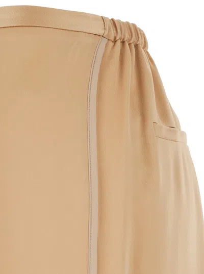 Forte Forte Beige Pants With Rear Elastic Waist And Wide Leg In Viscose Blend Woman In Brown