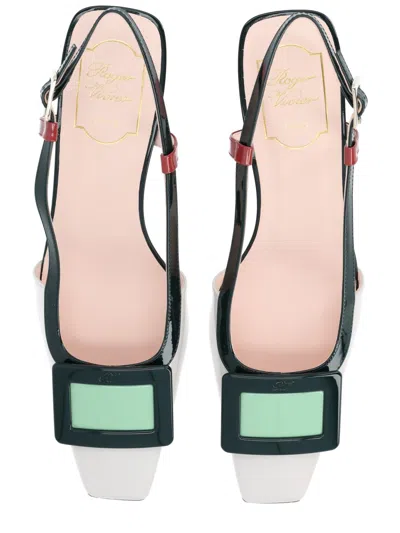 Roger Vivier Belle Vivier Multicolour Patent Leather Slingback In Pink