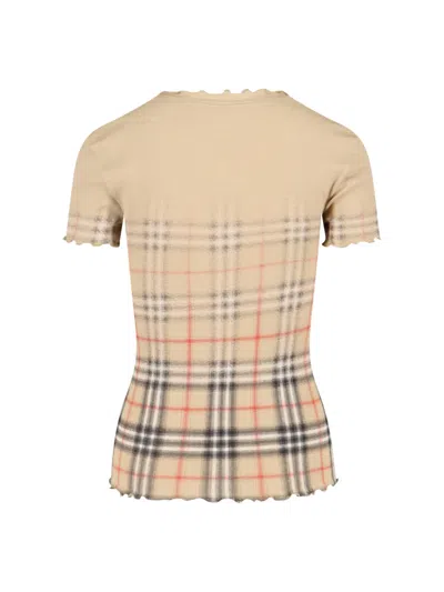 Burberry Womens Sand Ip Check Gradient-check Stretch-cotton Top In Nude