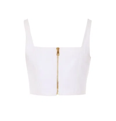 Balmain Buttoned Denim Top In Neutral