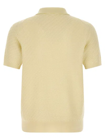 Brioni Weaving Short-sleeve Polo Shirt In Neutral