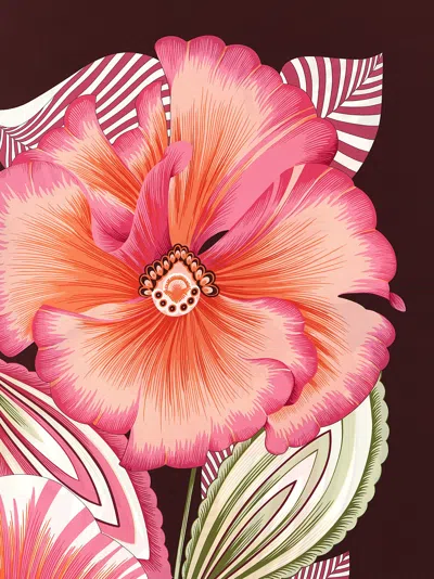 Ferragamo Brezza Square Scarf Bold Floral Pattern In Pink