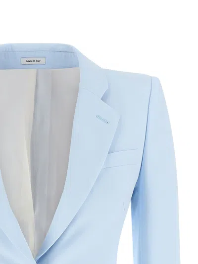 Alexander Mcqueen Single-breasted Blazer Jacket In Pearl Blue
