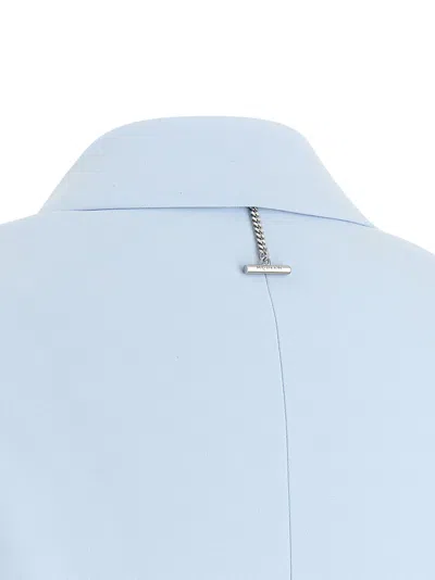 Alexander Mcqueen Single-breasted Blazer Jacket In Pearl Blue