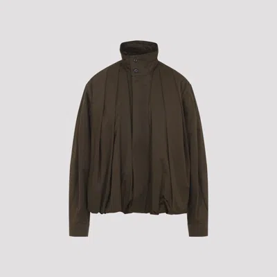 Lemaire Soft Pleated Buttoned Jacket In Brown