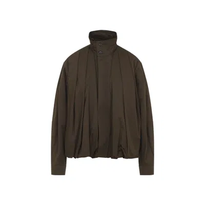 Lemaire Soft Pleated Buttoned Jacket In Brown