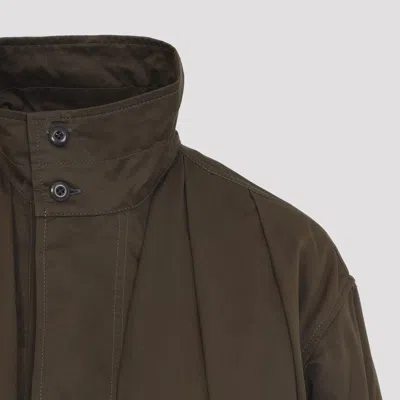 Lemaire Soft Pleated Buttoned Jacket In Brown
