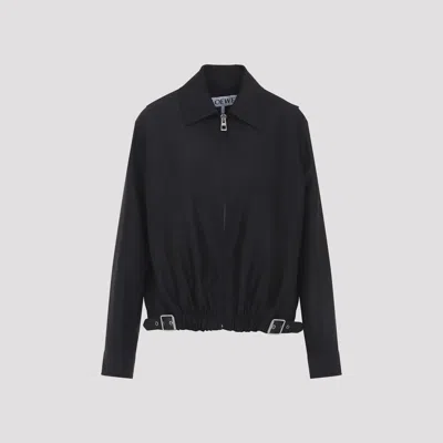 Loewe Belted Jacket In Nappa Lambskin In Black