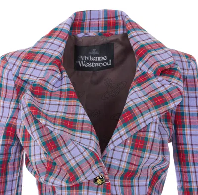 Vivienne Westwood Mens Multi Drunken Check Linen Jacket In Purple