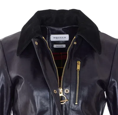 Alexander Mcqueen Kickback Leather Jacket In Black