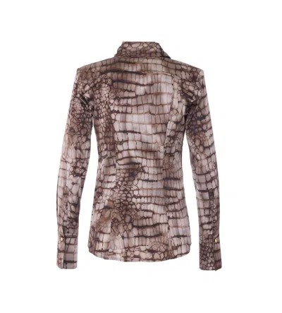 Elisabetta Franchi Python Print Shirt In Brown