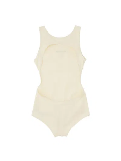 Jil Sander Logo Printed One-piece Swimsuit In Neutral