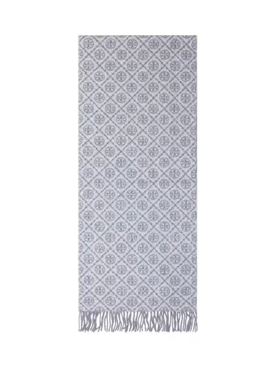 Tory Burch Scarf With Geometric Pattern In Gray