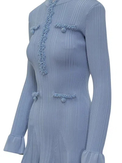 Self-portrait Knitted Mini Dress With Trim In Multi