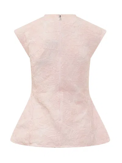 Rotate Birger Christensen Embroidered Tulle Sleeveless Top In Pink
